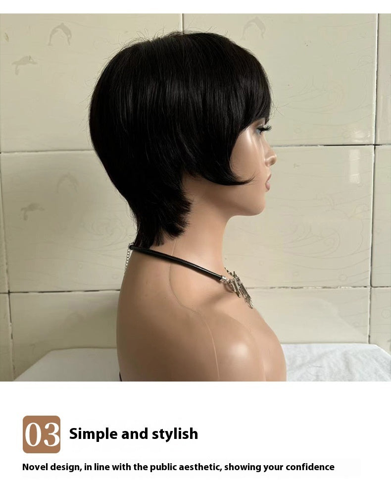 Short Straight Wig Real Human Hair