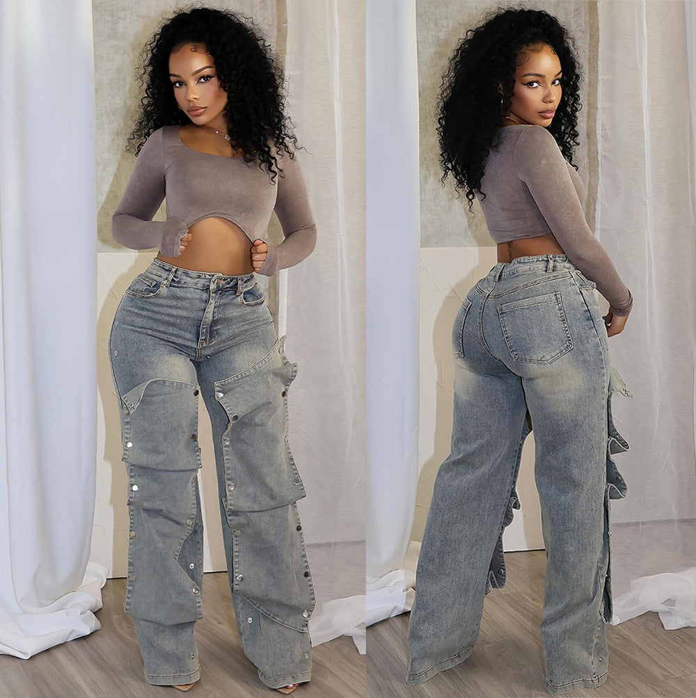 Button High Waist Jeans