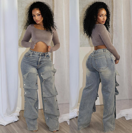 Button High Waist Jeans