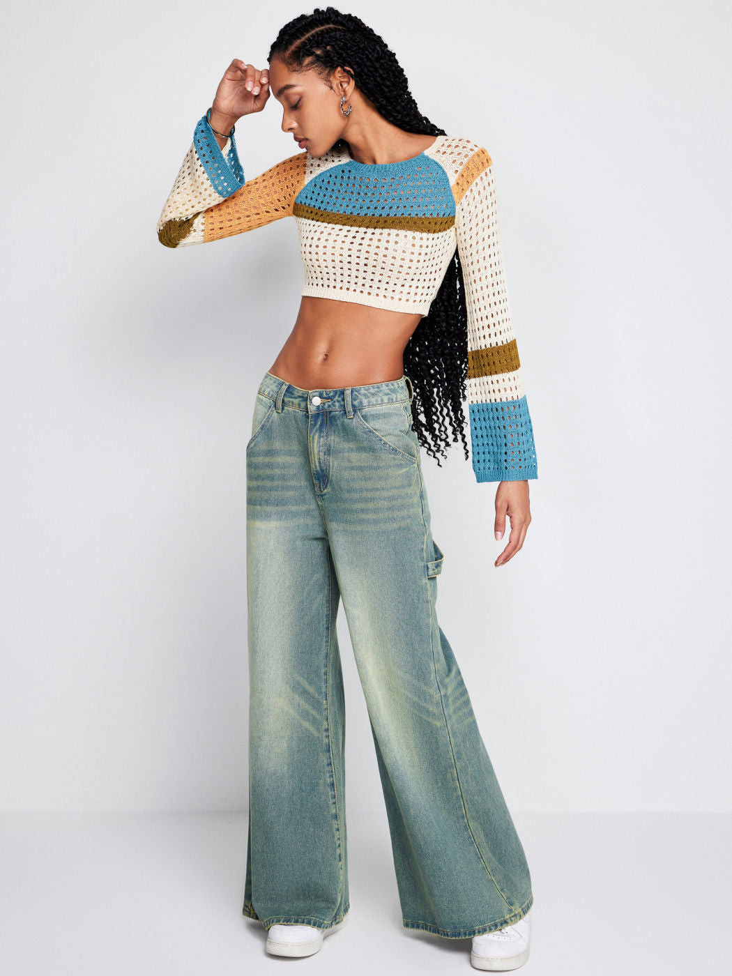 Hollow Short Waist Knit Sweater