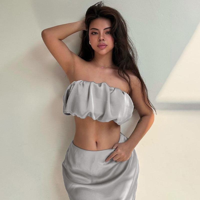 Horizontal Bra Top Skirt Suit