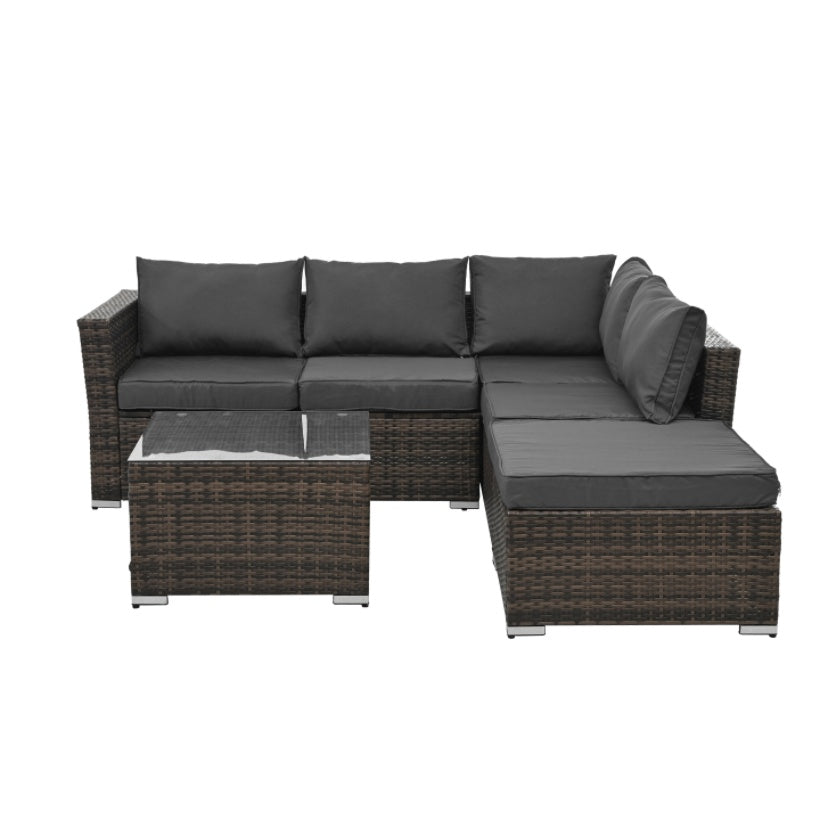 Outdoor Seasonal 4 Set Wicker Furniture With Tempered Glass Table