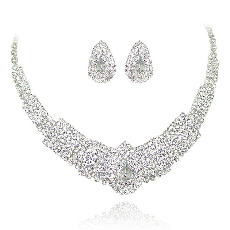 Water Diamond Drop Earrings Necklace Set