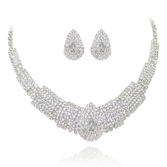 Water Diamond Drop Earrings Necklace Set