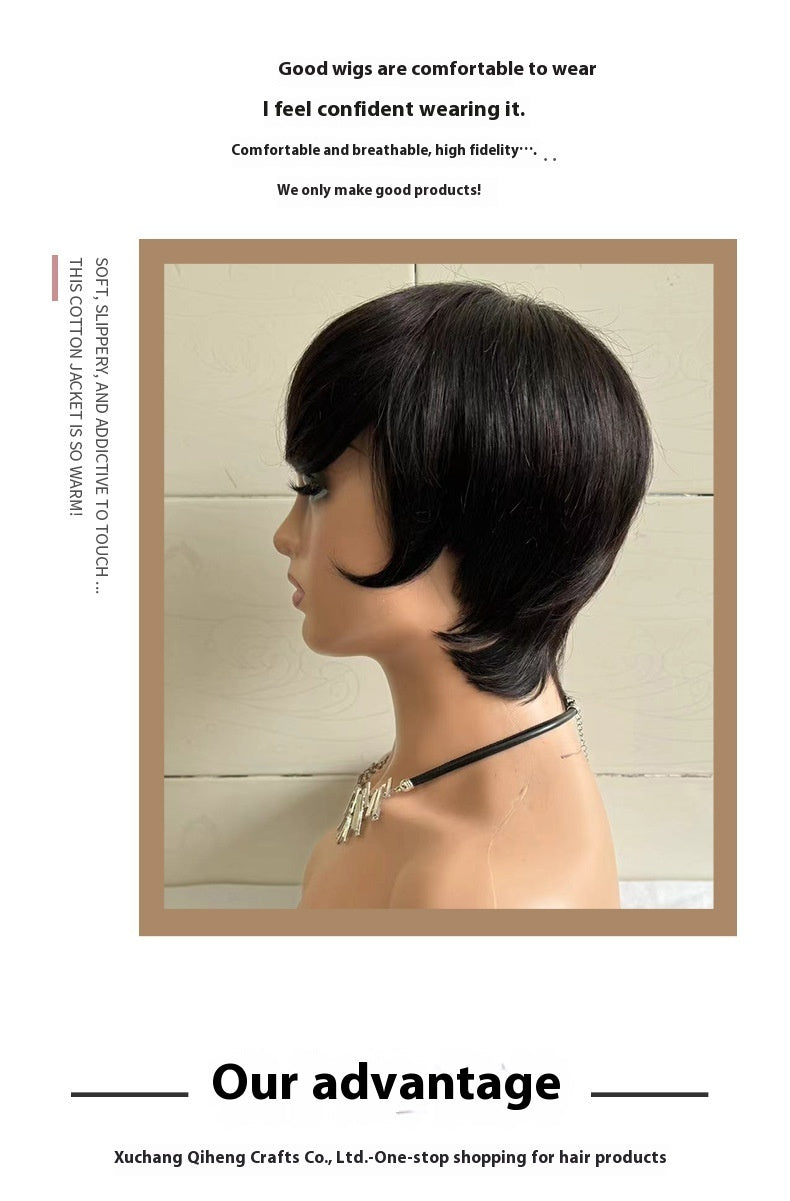 Short Straight Wig Real Human Hair