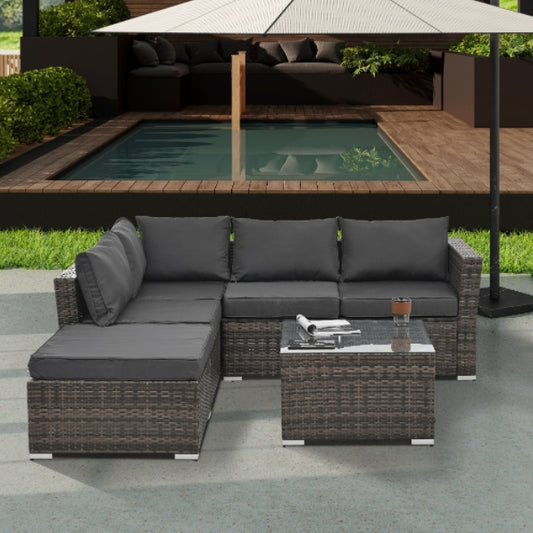 Outdoor Seasonal 4 Set Wicker Furniture With Tempered Glass Table