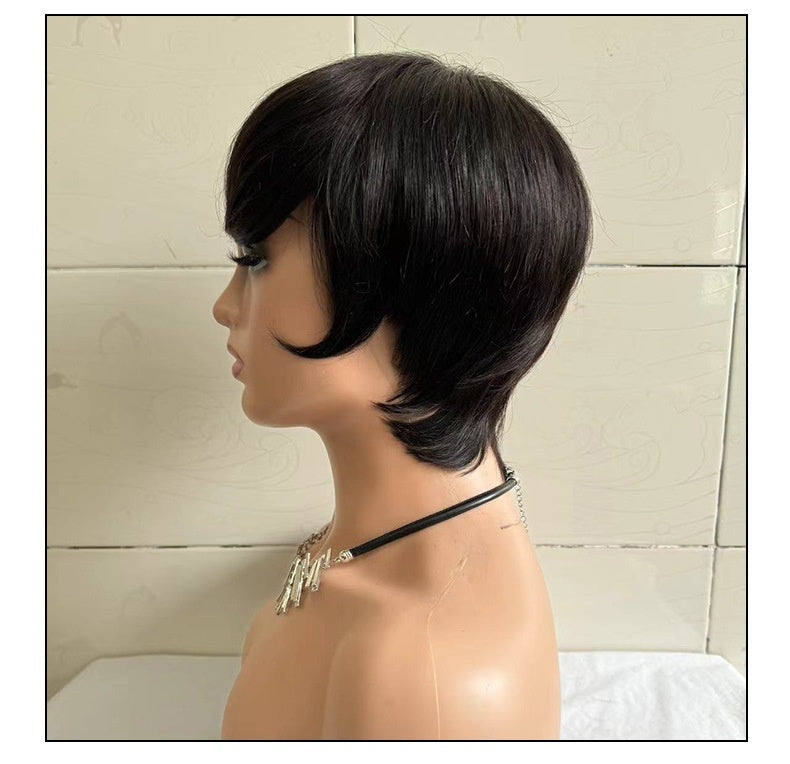 Short Straight Wig Real Human Hair