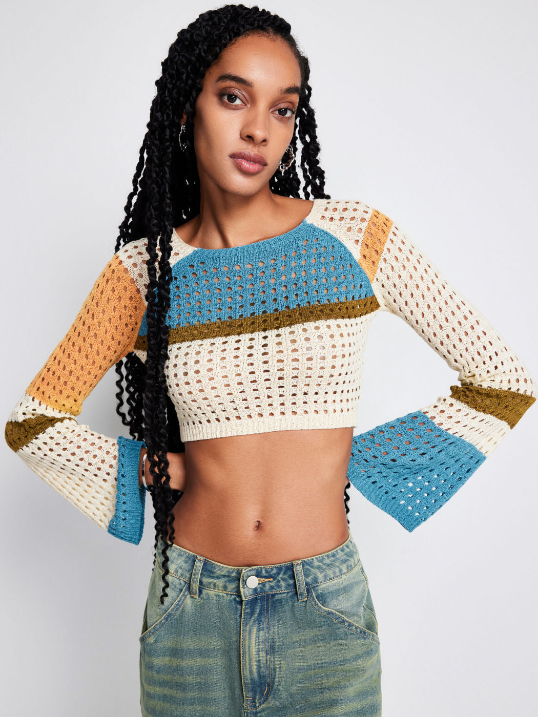 Hollow Short Waist Knit Sweater