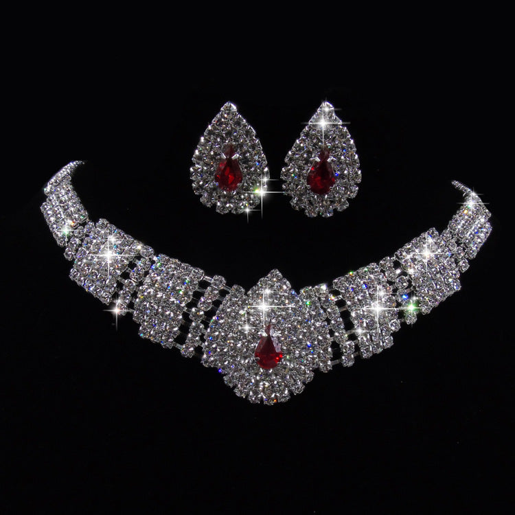 Water Diamond Drop Earrings Necklace Set