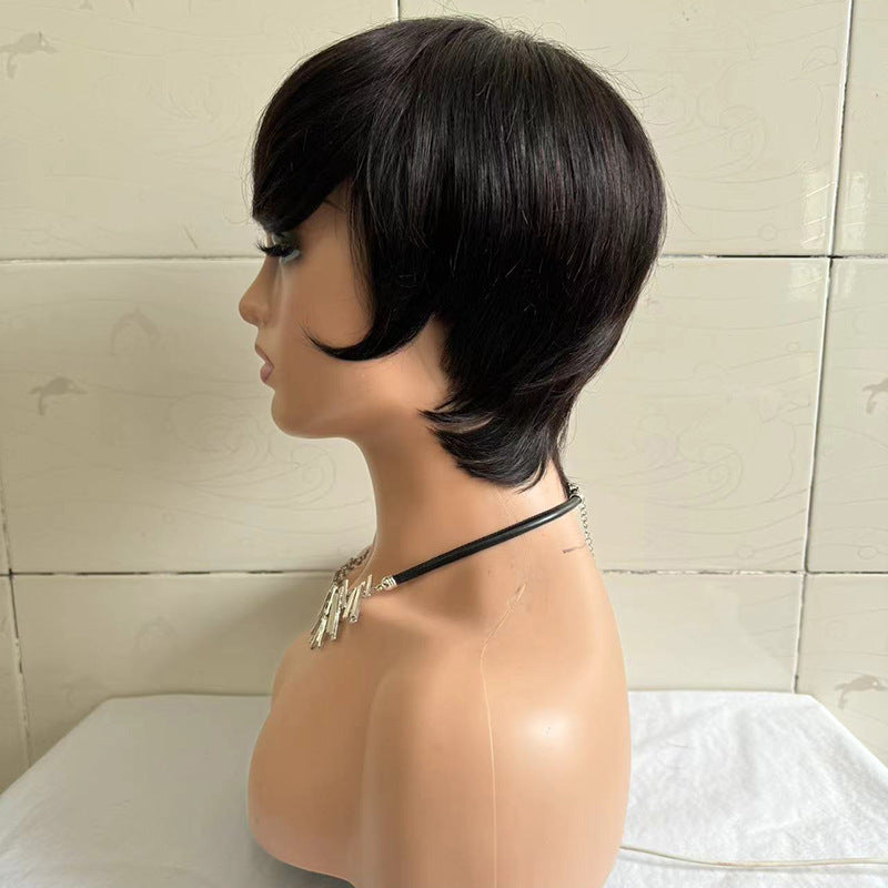 Short Straight Wig Real Human Hair