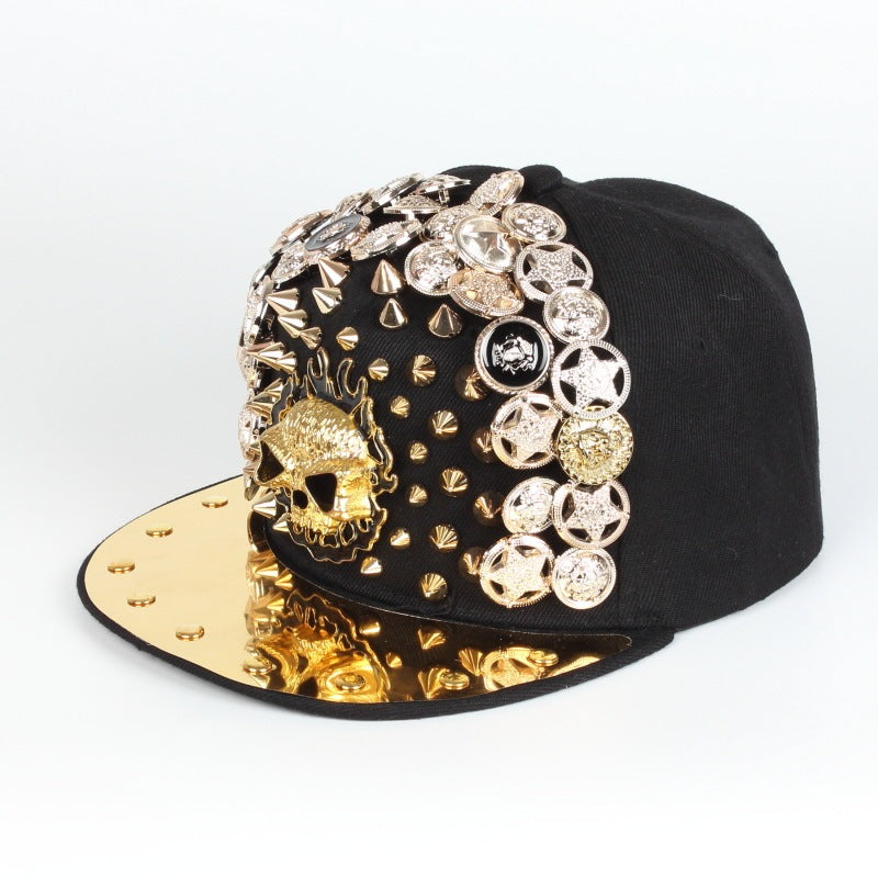 Men Skull Leopard Head Rivet Cap