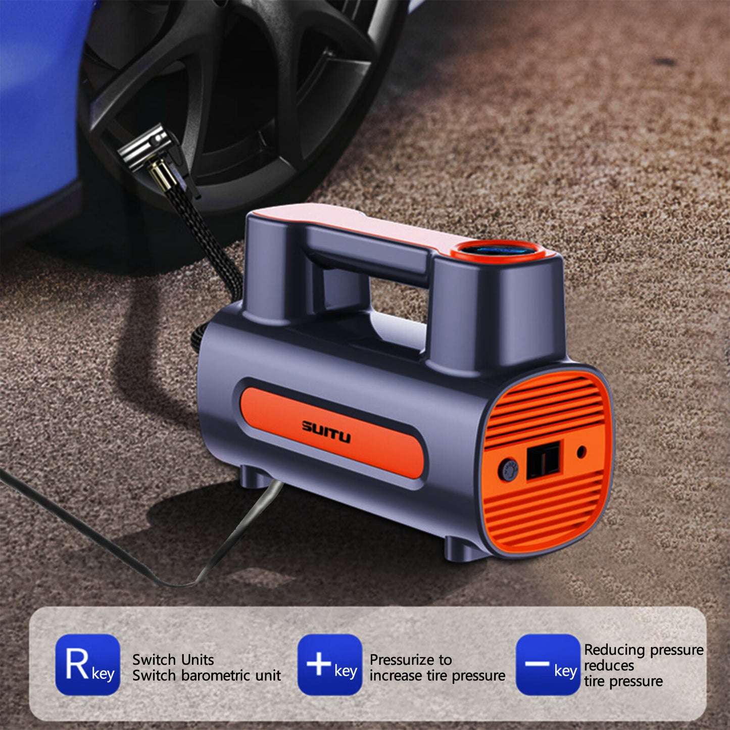12V DC Portable Tire Inflator Compressor
