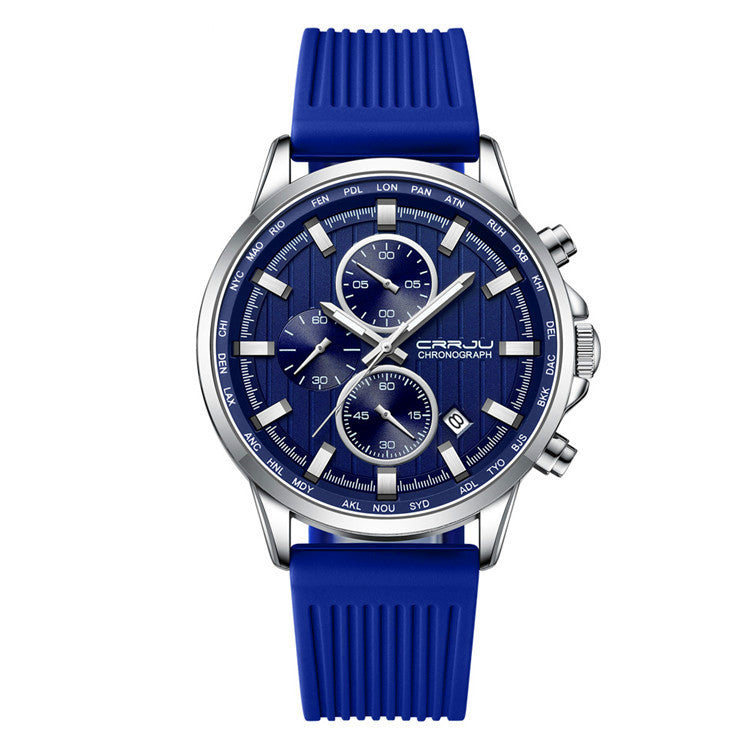 Silicone Strap Six-pin Steel Business Watch