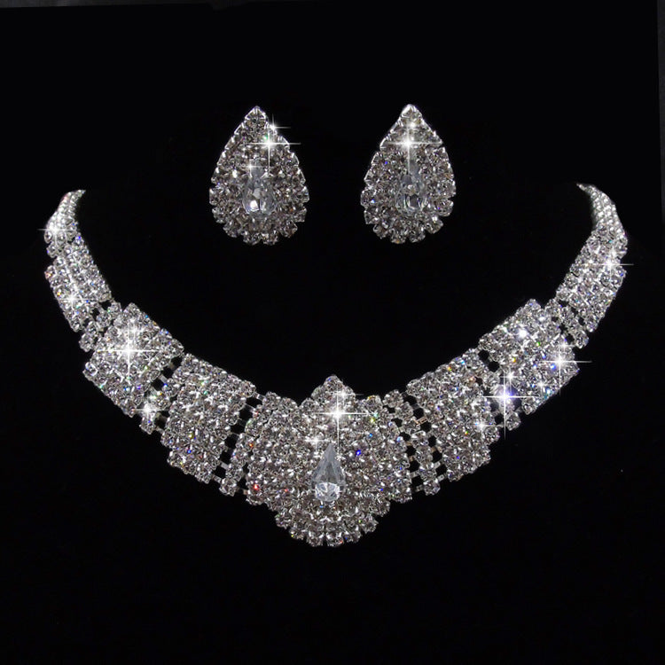 Water Diamond Drop Earrings Necklace Set