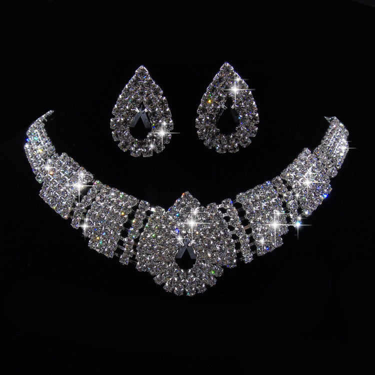Water Diamond Drop Earrings Necklace Set