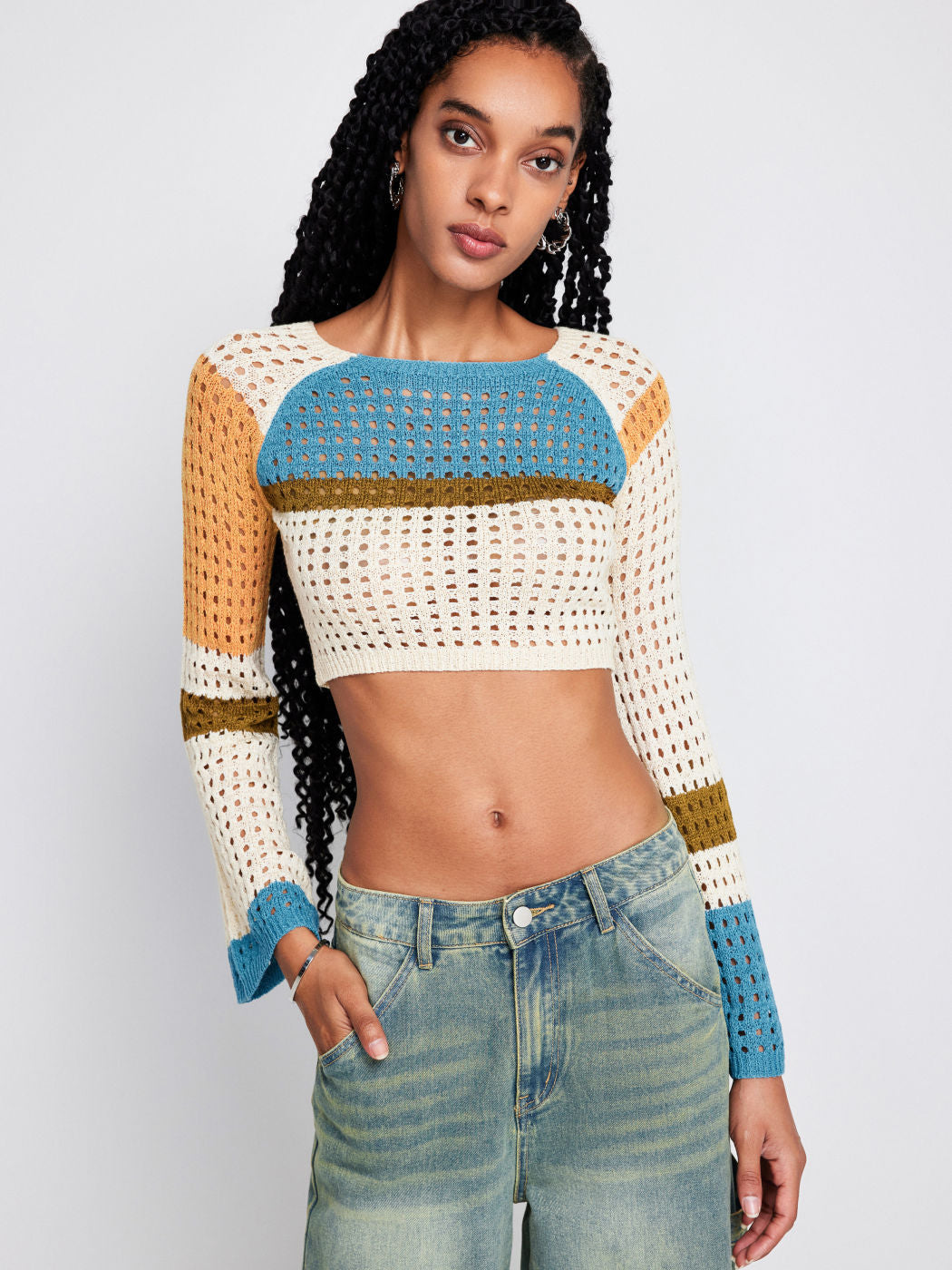 Hollow Short Waist Knit Sweater