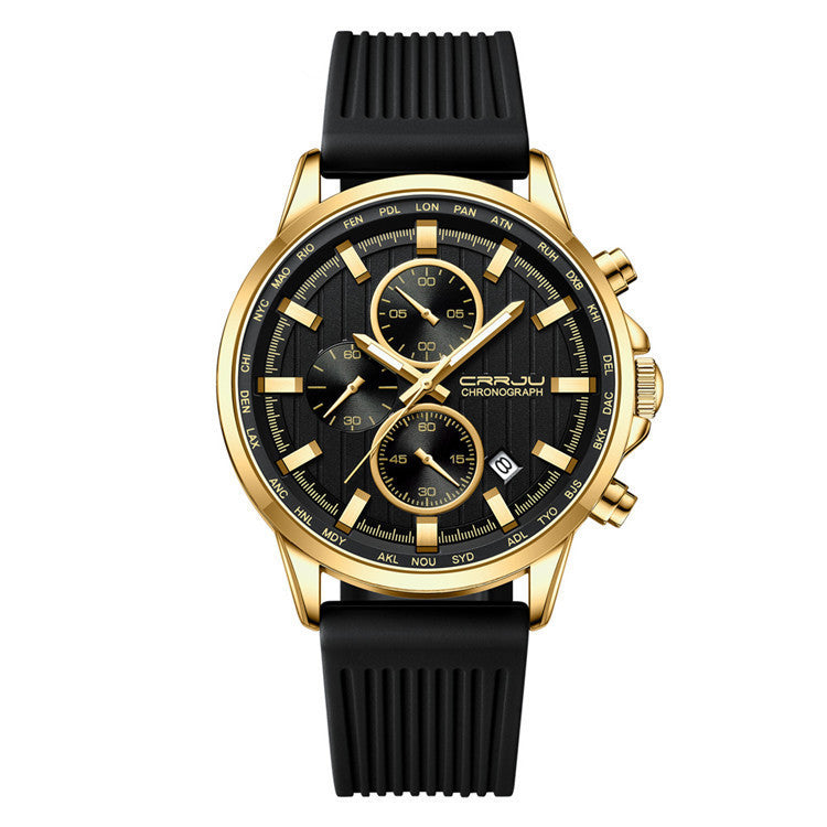 Silicone Strap Six-pin Steel Business Watch