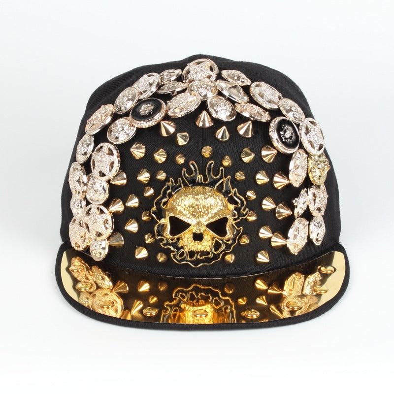 Men Skull Leopard Head Rivet Cap
