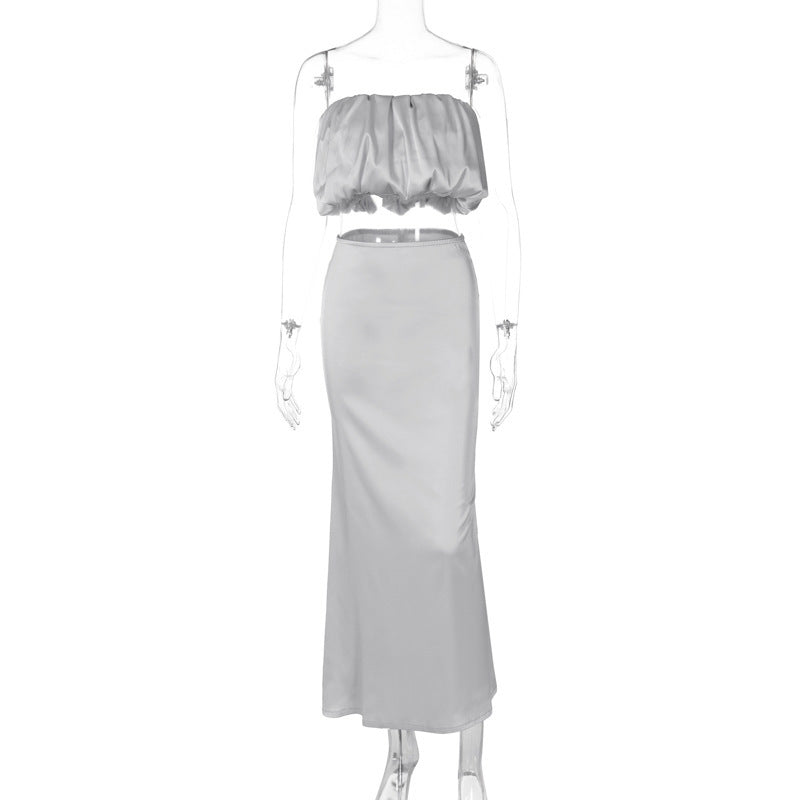 Horizontal Bra Top Skirt Suit