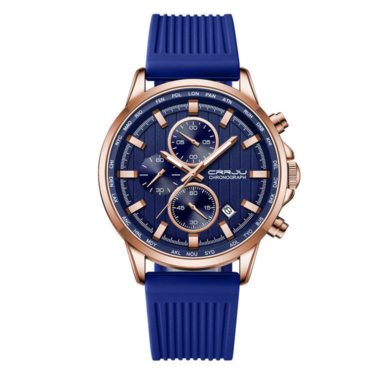 Silicone Strap Six-pin Steel Business Watch