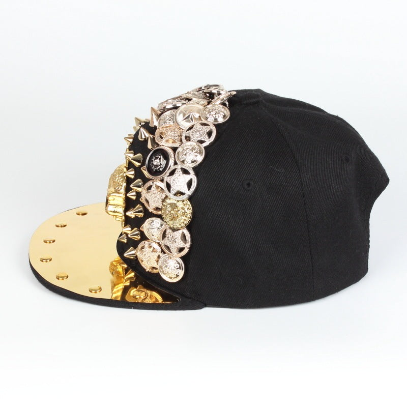 Men Skull Leopard Head Rivet Cap