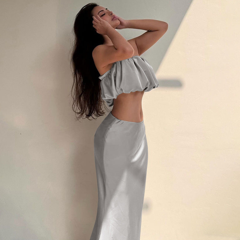 Horizontal Bra Top Skirt Suit