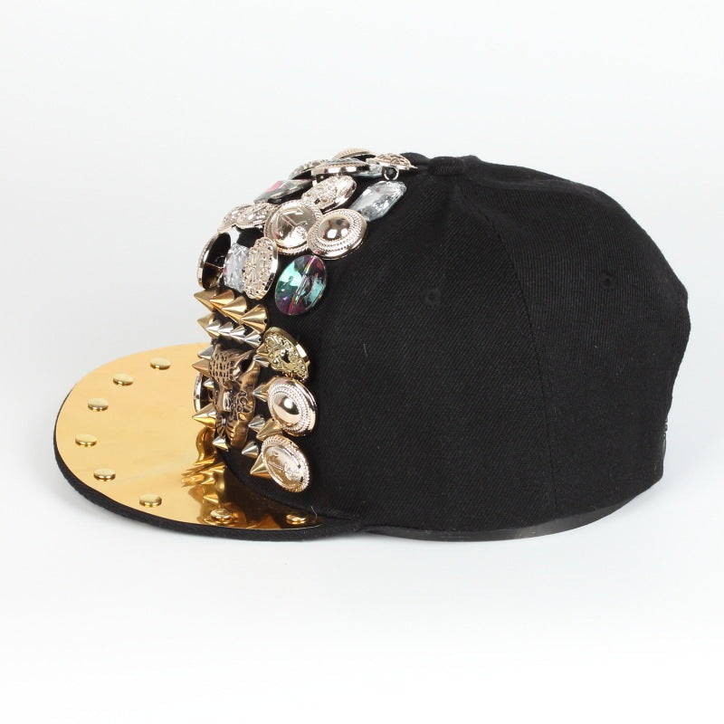 Men Skull Leopard Head Rivet Cap