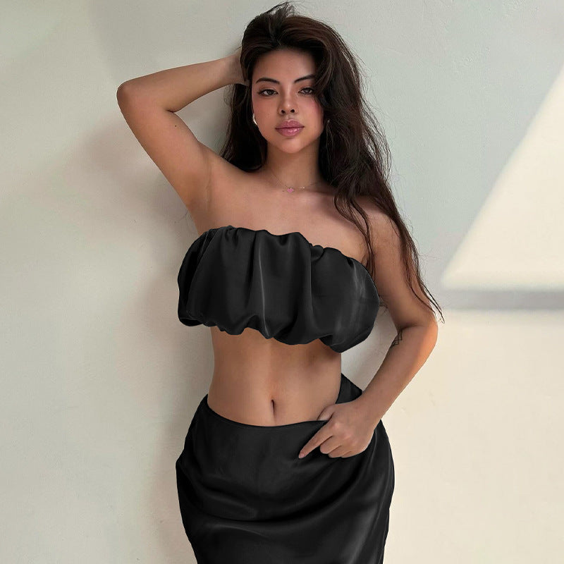 Horizontal Bra Top Skirt Suit