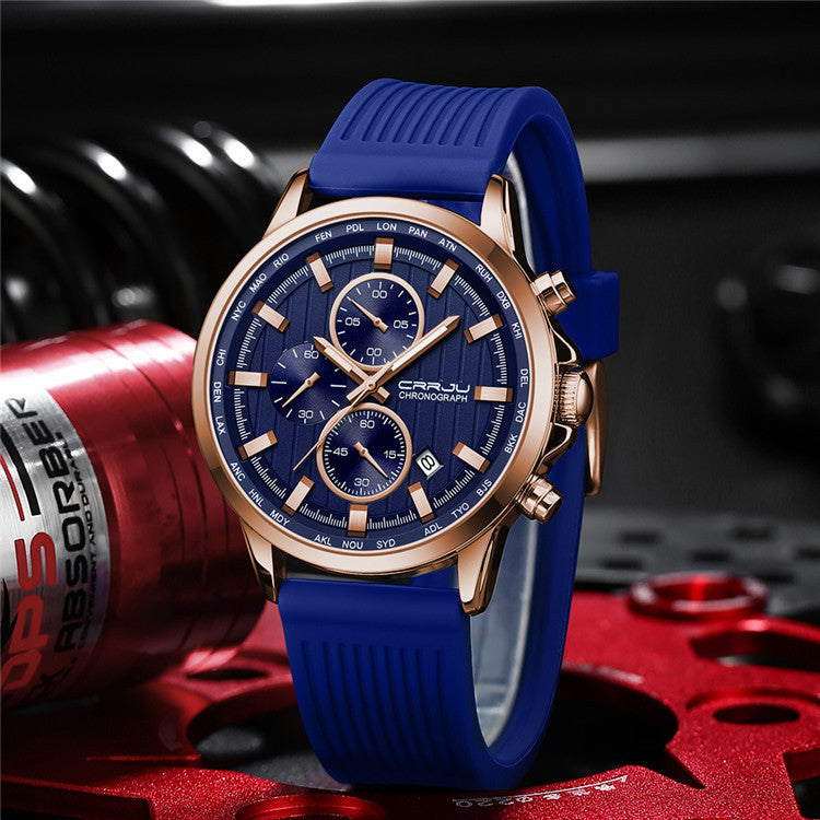 Silicone Strap Six-pin Steel Business Watch