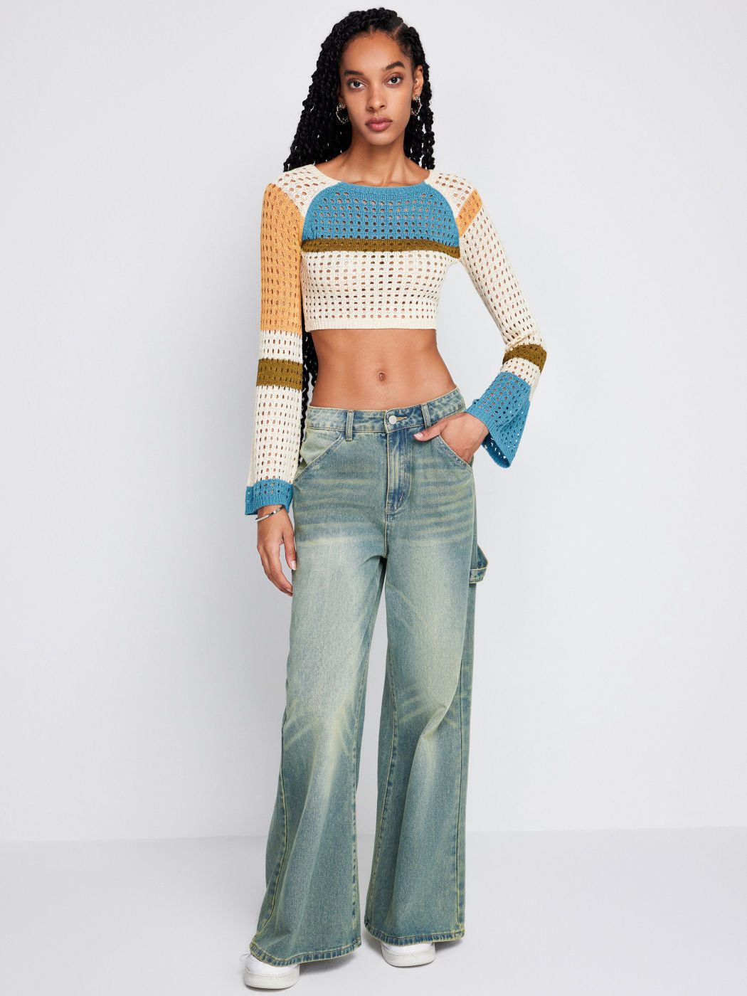 Hollow Short Waist Knit Sweater