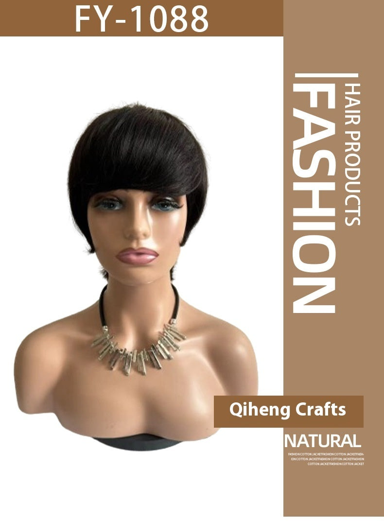 Short Straight Wig Real Human Hair