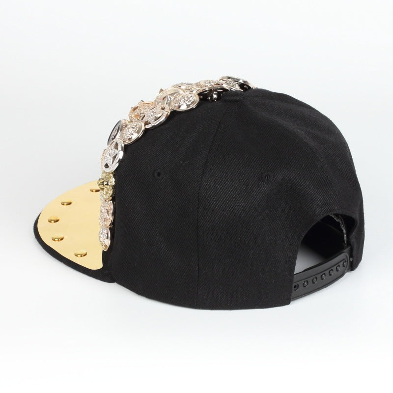 Men Skull Leopard Head Rivet Cap