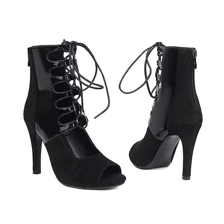 High Heel Mixed Sandal Boots